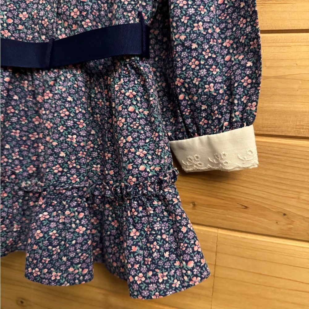 Bundle Vintage Girls Size 4 Ditsy Floral Crushed Velvet Lace Holidays Dress - Picture 6 of 16